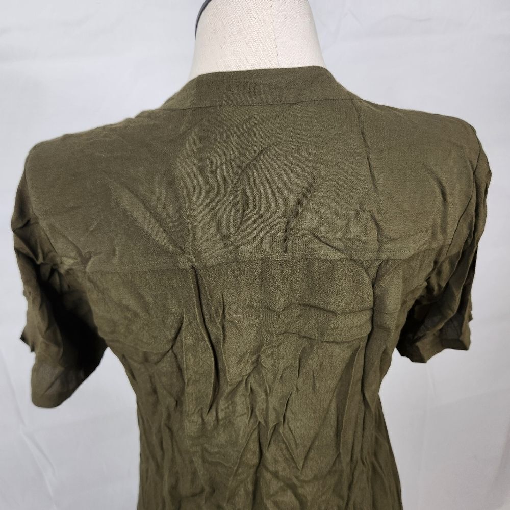 Madewell Olive Green Lace Up Shift Dress Boho T Shirt Mini Sz M Novella - Picture 8 of 14